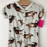 Size 6-12m: Milkbarn Blue Goat Print Shorty Romper