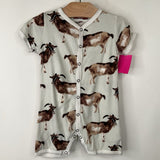 Size 6-12m: Milkbarn Blue Goat Print Shorty Romper