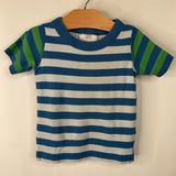 Size 18-24m (80): Hanna Andersson Blue White Green Striped 2pc Shorty PJs -REDUCED