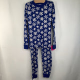 Size 10 (140): Hanna Andersson Blue White Snowflakes 2pc PJs