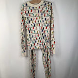 Size 10 (140): Hanna Andersson Blue White Snowflakes 2pc PJs