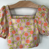 Size 8 (130): Hanna Andersson Purple/Orange/Yellow Fruits 2pc Swimsuit
