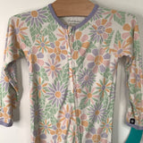 Size 18-24m: Sweet Bamboo White/Colorful Flowers 1pc Footy PJs