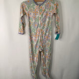 Size 18-24m: Sweet Bamboo White/Colorful Flowers 1pc Footy PJs
