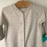 Size 0-3m (50): Hanna Andersson White/Creme Striped 1pc Footy PJs