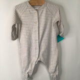 Size 0-3m (50): Hanna Andersson White/Creme Striped 1pc Footy PJs