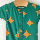 Size 3m: Tiny Cottons Green Yellow Stars Short Sleeve Romper