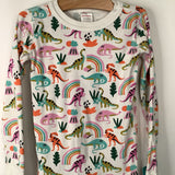 Size 6-7 (120): Hanna Andersson White Rainbow Dinosaur 2pc PJs