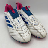 Size 4Y: Adidas Goletto White Blue Pink Slip-On Soccer Cleats