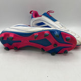 Size 4Y: Adidas Goletto White Blue Pink Slip-On Soccer Cleats