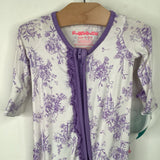 Size 3-6m: Ruffle Butts White Purple Floral 1pc Footy PJs