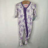 Size 3-6m: Ruffle Butts White Purple Floral 1pc Footy PJs