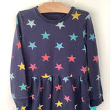 Size 6-7: Primary Blue Colorful Stars Long Sleeve Dress