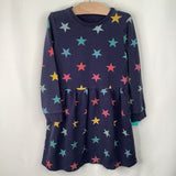 Size 6-7: Primary Blue Colorful Stars Long Sleeve Dress