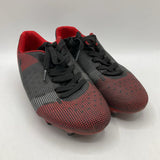Size 3Y: Red/Black Lace-Up Soccer Cleats