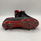 Size 3Y: Red/Black Lace-Up Soccer Cleats