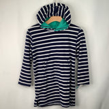 Size 9-10: Mini Boden Blue/White Striped Terry Cloth Hoodie