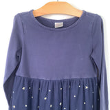 Size 6-7 (120): Hanna Andersson Blue Unicorn Tulle Long Sleeve Dress