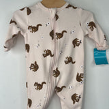 Size 0-3m: Petit Lem Pink/Brown Squirrels 1pc Footy PJs