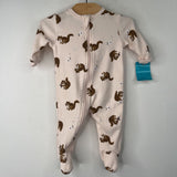 Size 0-3m: Petit Lem Pink/Brown Squirrels 1pc Footy PJs