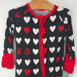 Size 3-6m: Little Sleepies Black/Red/White Hearts 1pc Zip-Up PJs