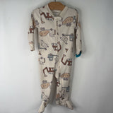 Size 9m: Carter's Creme Construction Trucks 1pc Footy PJs