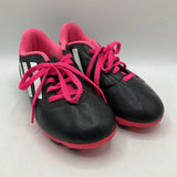 Size 4Y: Adidas Black/White/Pink Soccer Cleats