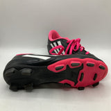 Size 4Y: Adidas Black/White/Pink Soccer Cleats