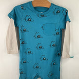 Size 18-24m: Tea Collection Blue/Black Dog Print Long Sleeve Romper