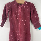 Size 6-9m: L'ovedbaby Purple/Pink Cherry Print 1pc Zip Up PJs