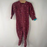 Size 6-9m: L'ovedbaby Purple/Pink Cherry Print 1pc Zip Up PJs