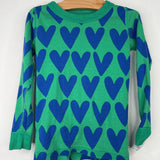 Size 5 (110): Hanna Andersson Green/Blue HEart Print 2pc PJs