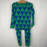 Size 5 (110): Hanna Andersson Green/Blue HEart Print 2pc PJs