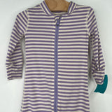 Size 6-12m (70): Hanna Andersson Purple/White Striped 1pc PJs
