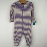 Size 6-12m (70): Hanna Andersson Purple/White Striped 1pc PJs