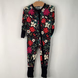 Size 3-6m: Little Sleepies Black/Red/White Floral 1pc PJs