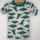 Size 5 (110): Hanna Andersson White/Green Dinosaur 2pc Shorty PJs