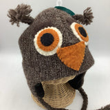 Size O/S: World Market Brown Owl Wool Winter Hat