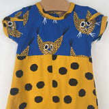 Size 4-9m: Raspberry Republic Blue/Yellow Cat Short Sleeve Onesie