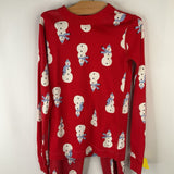 Size 10 (140): Hanna Andersson Red Snowman 2pc PJs