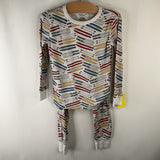 Size 5: Crewcuts White Colorful Skis 2pc PJs
