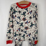 Size 10 (140): Hanna Andersson White Super Hero Print 2pc PJs