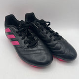 Size 3.5Y: Adidas Black Pink Lace-Up Soccer Cleats