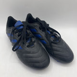 Size 2.5Y: Adidas Black Blue Lace-Up Soccer Cleats