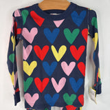 Size 4 (100): Hanna Andersson Blue Colorful Hearts 2pc PJs