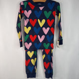 Size 4 (100): Hanna Andersson Blue Colorful Hearts 2pc PJs