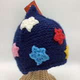 Size OS Baby/Toddler Navy/Colorful Stars Knitted Hat