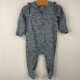 Size 0-3m: Gap Blue Grey Floral 1pc Footy PJs