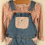 Size 2: Oshkosh Overalls and Long Sleeve Shirt 2pc Set
