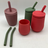EzPz Silicon 4 cups (3 with Lids & Straws)
